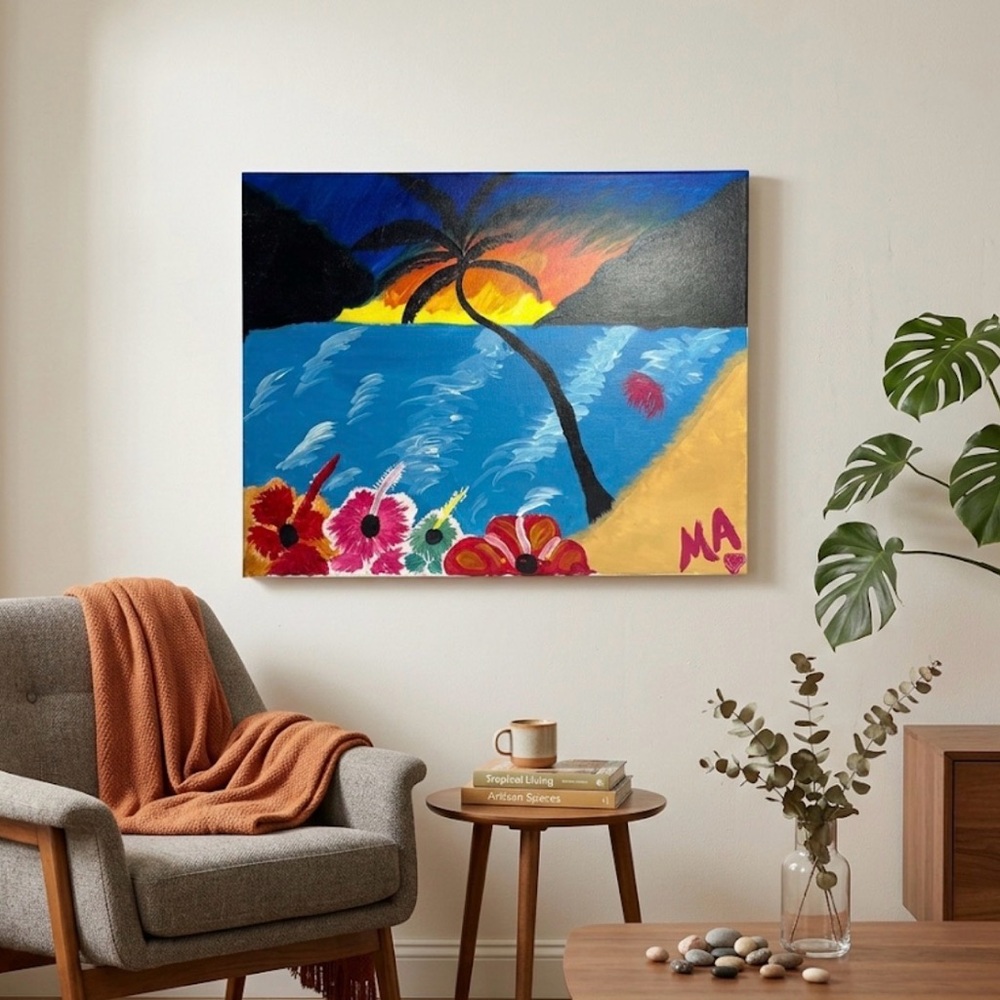 Tropical Sunset Canvas Painting